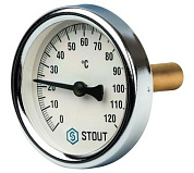 STOUT Термометр биметаллический с погружной гильзой. Корпус Dn 63 мм, гильза 50 мм, резьба с самоуплотнением 1/2