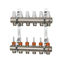 K013 1&quot;x14 Коллектор с расходомерами, с кронштейнами, под сервоприводы М28х1,5