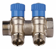 Коллектор с вентилями 3/4 2 выхода 1/2 синий COMPIPЕ