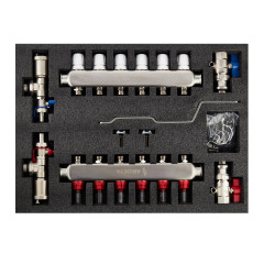 Коллекторная группа с расходомером в сборе 1&quot;х8 вых. (НЕРЖ)  ARIDEYA