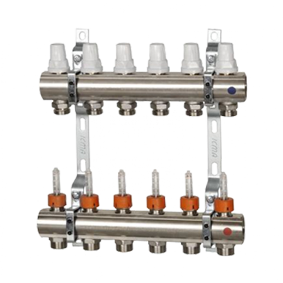 K013 1"x13 Коллектор с расходомерами, с кронштейнами, под сервоприводы М28х1,5