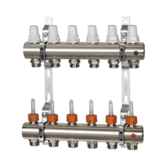 K013 1&quot;x13 Коллектор с расходомерами, с кронштейнами, под сервоприводы М28х1,5