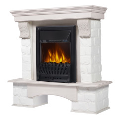 Портал Firelight Forte Classic U (угловой) камень белый, шпон белёный дуб