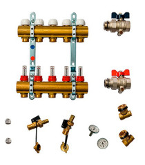Коллекторная группа (нерж) Ду20х20Н 5 выходов со встроенными расходомерами под евроконус