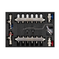 Коллекторная группа без расходомеров в сборе 1&quot;х4 вых. (НЕРЖ)  ARIDEYA