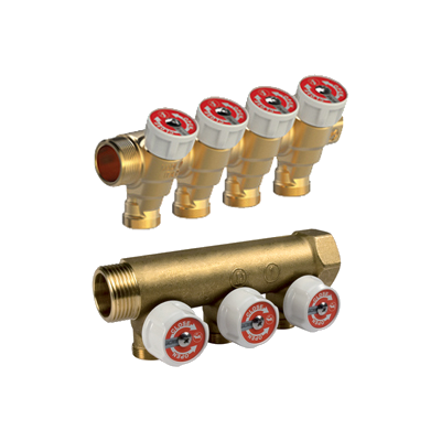 Сантехнический коллектор с вентилями 3/4" x 1/2"E /3