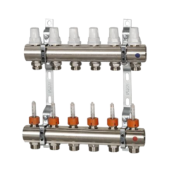 K013 1&quot;x12 Коллектор с расходомерами, с кронштейнами, под сервоприводы М28х1,5