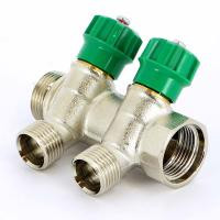 Коллектор с вентилями 1" 2 выхода 3/4 зеленый COMPIPЕ